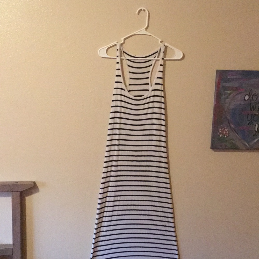 Black and white striped dress